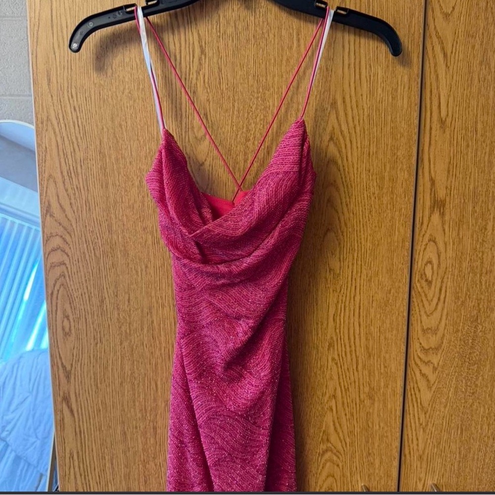 Strappy Pink Cowl Neck Women's Dress
